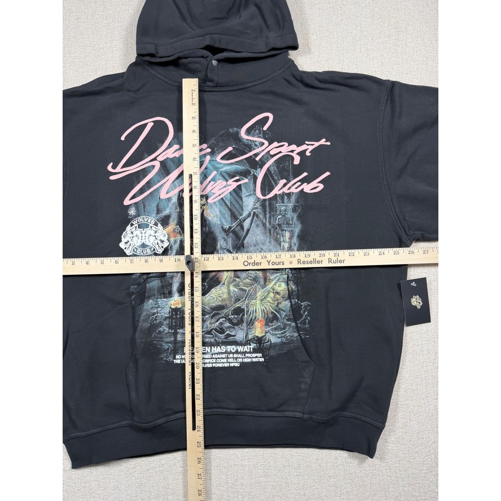 Darc Sport Wolves Club In Dreams Vintage Pierce Hoodie Pigment Charcoal XL NEW - Picture 4 of 8